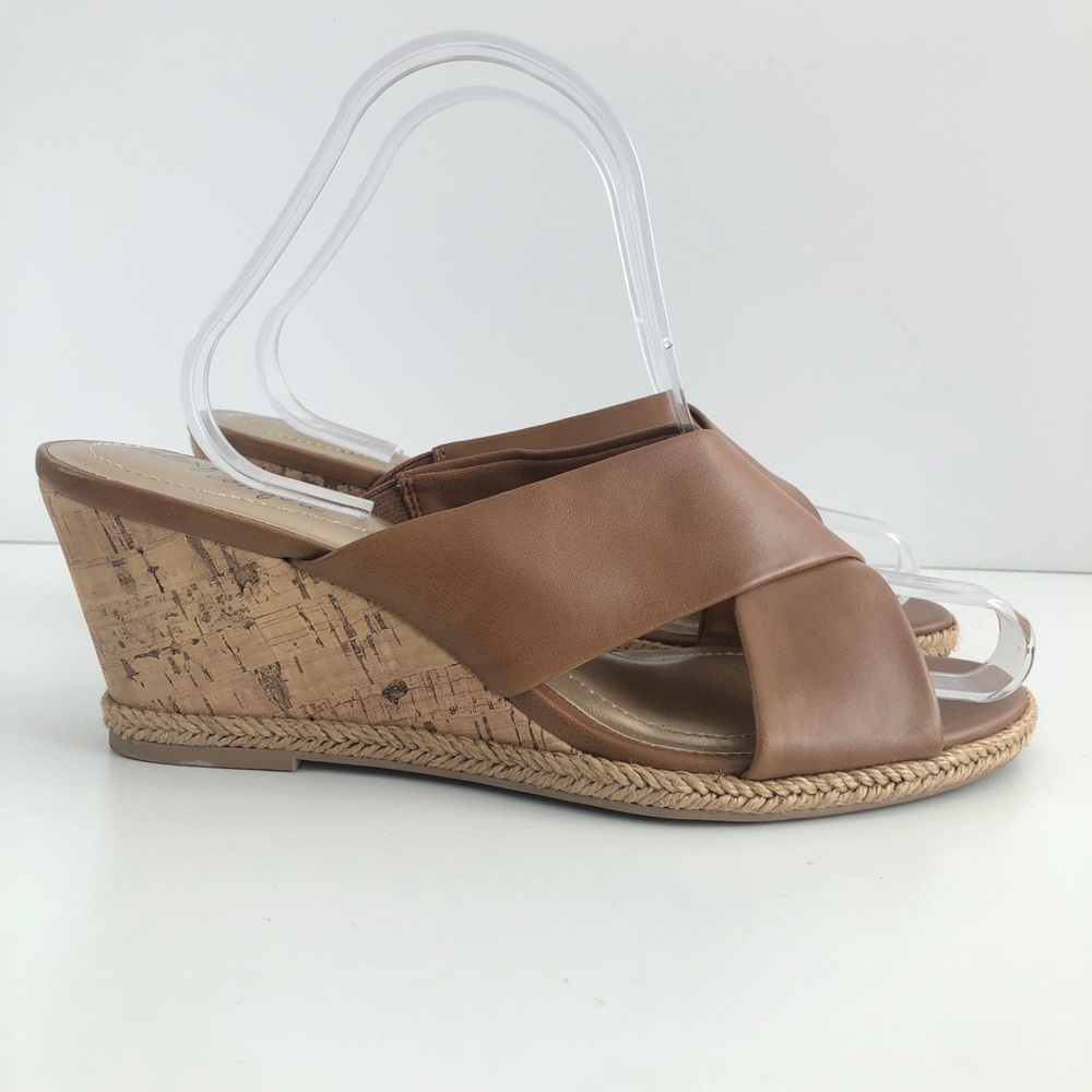 Dexflex Comfort Cork Wedge Sandals | Tan | Size 8